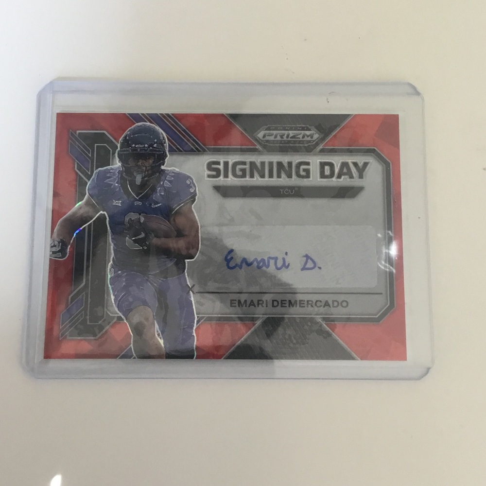 TCU Emari DeMercado Signing Day Prism Football Card